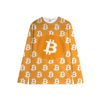 Bitcoin Full-Color Graphic Kids Crewneck Sweatshirt – Crypto-Themed Unisex Casual Wear, Soft Cotton Comfort for Boys & Girls 100 balta
