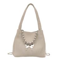Versatile Single Shoulder Messenger Bag Textured Bag High-end Texture Large Capacity Popular Chain New gray