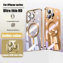 Oficialus naujas dykumos aukso telefono dėklas iPhone 16 15 14 13 12 11 Pro Max 16 Plus, padengtas, magnetinis, minkštas TPU, skaidrus, su objektyvo plėvelės dangteliu For iPhone 14