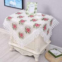 Embroidery Craftsmanship Bedside Table Cover Cloth Tea Table Round Table Cover Cloth Universal Refrigerator Washing Machine Cover Cloth 85 * 85cm white