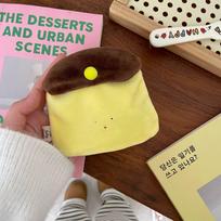 1Pc Cute Cartoon Creme Brulee Plush Coin Purse Kids Mini Storage Bag Portable Organizer for Earphone Cosmetics Cards Keys black