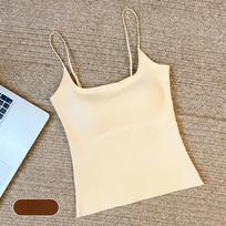 Traceless Double-sided Brushed Thermal Detachable Chest Pad Suspenders Square Collar Simple All-over High Bounce Back Tank Top L