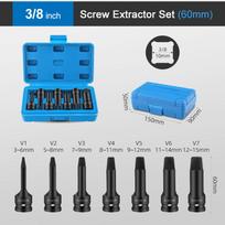 7PCS Damaged Screw Extractor Set 1/2'' 3/8'' Inch Manual Electric Broken Remover Screw Extractor Easy Demolition Power Tools