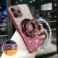 Apyrankės žiedo blizgučiais dengtas telefono dėklas, skirtas „iPhone 16 15 13 12 11 14 Pro Max X XS Max XR 7 8 Plus SE 2020“ stovo laikiklio dangtelis For iPhone 7 or 8 gray