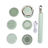 Electric Body Scrubber Brush with 5 Brush Heads Waterproof Deep Cleansing Long Handle Shower Brush rožinė