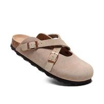 Women's Mules Ladies Clogs Leather Slip-on Cork Slippers For Women Men  Trend Sandals 36