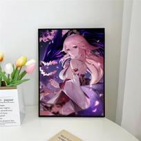 1pc G-Genshin Impact Y-Yae M-Miko Self-adhesive Art Poster Waterproof Paper Sticker Coffee House Bar Room Wall Decor 21cm×30cm NoFrame blue