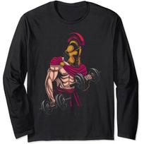 Spartan Warrior - Spartan Fitness - Strong Biceps T-Shirt. Premium Cotton Long Sleeve O-Neck Mens T Shirt New S-3XL S juoda