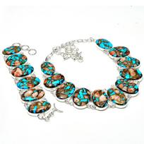 Natural Orange Spiny Oyster Gemstone Handmade 925 Sterling Silver Jewelry Orange Spiny Oyster Neclace Bracelet Set, Antique Jewelry Set, Gift 20" oranžinė