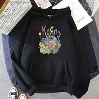 Korn Music Band Hoodies Cartoon Printing Sweatshirts Mens Casual Gothic Kpop Graphic Hoodie Long Sleeve Male S
