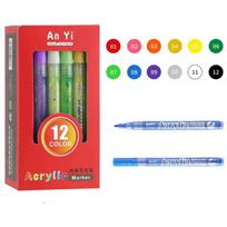 12pcs Acrylic Marker Paint Pens Brighten Up Your Artwork, Suitable for Wood, Canvas, Stone, Rock Painting, Glass, Ceramic Surfac 12pcs gray
