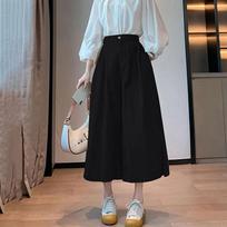 Summer Solid Color Baggy Wide Leg Trousers Female Thin Casual Ankle Length Pants Woman  Loose High Waist Straight Pants XS juoda