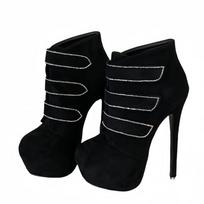 Liyke Sexy Party Club Strip Pole Dance Extreme High Heels Platform Boots For Women Fashion Hook Loop Round Toe Ankle Shoes Pumps 35 black