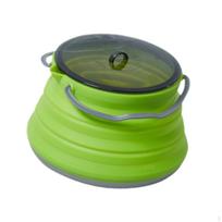 Foldable Camping Kettle Cooking Pot with Handles Kitchen 1.5L Portable Water Teapot for Outdoor Green gray