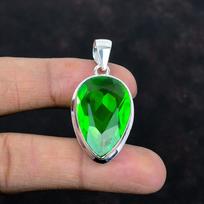 Fasetuotas žalias ametisto pakabukas 925 prabos sidabro pakabukas rankų darbo išskirtinis pakabukas brangakmenio pakabukas naujausio dizaino papuošalai dovanos moterims green