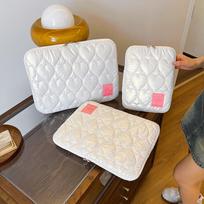 Korean Sweet Embroidery 15-inch Laptop & 11-inch iPad Cover, Multi-color Cotton Macaron Design Small perlų baltos spalvos