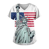 Women's T-shirt V-neck Nurse Uniform Star Print Casual Comfortable Short Sleeved Women's T-shirts 6XL gray