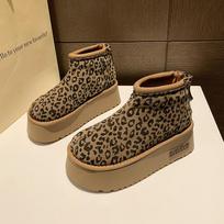 Leopard Platform Women Snow Ankle Boots Designer Flats Casual Shoes Short Plush Cotton Shoes 2024 Trend Warm Winter Botas Mujer 35 leopardas