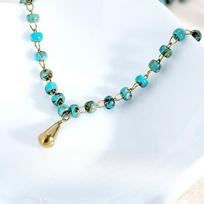 Light luxury rice grain water drop beaded necklace niche design collarbone chain women's jewelry white
