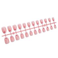 24Pcs Artificial Nail Short Almond Glossy Bows Designs Acrylic Nail French Tip Easy to Apply and Remove for Women