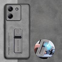 Avikailio odos laikiklis dėklas Xiaomi POCO M7 Pro 5G X7 F7 Ultra prabangus matinis silikoninis rėmelis buferis atlenkiamas stovas galinis dangtelis POCO M7pro For POCO M7 Pro 5G pilka spalva