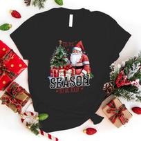 New Christmas It'S The Season To Be Jolly Print T-Shirts For Women Men Summer Tee Shirt Harajuku Casual Round Neck Short Sleeve M juoda