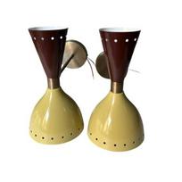 1 Pair Mid Century Modern Italian Diablo Wall Sconce Brass Lighting Fixture for Bathroom Vanity or Any Room Wall Decor Lamp