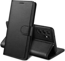 Case for Samsung Galaxy S24 ULTRA - Black Wallet Magnetic Flip Cover Card Holder Phonillico® juoda