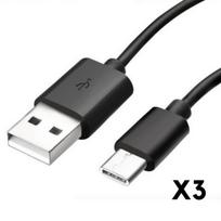 USB-C laidas Google Pixel 6 - Google Pixel 6 Pro - USB-C tipo laidas juodas 1 metras [3 vnt. partija] Phonillico® juoda