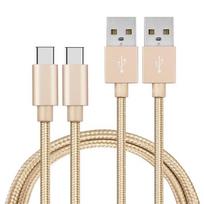 USB-C Cable for Google Pixel 6 - Google Pixel 6 Pro - Type USB-C Nylon Braided Gold 1 Meter [PACK OF 2] Phonillico® auksas