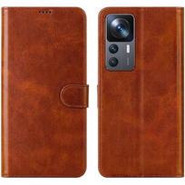 Protective case for Xiaomi 12T - 12T Pro - Elegant Leather Effect - Brown