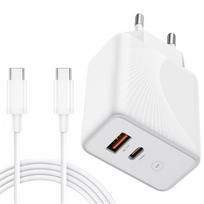 30W Fast Charger - White - 2 USB-C Ports - 20W 1M Cable - Compatible iPhone 15/16