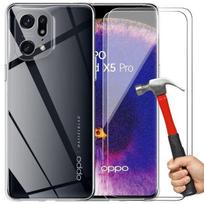 Silicone Case for OPPO Find X5 Pro + 2 Tempered Glass Protectors Transparent