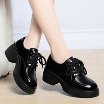 Minkštos odos uniforminiai batai moterims britų mergaitė japoniški laukiniai juodi retro Mary Jane batai Lolita platforminiai batai žemi neslystantys 35(Foot22.5cm)