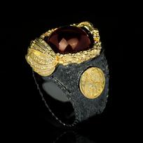 New Jewelry Two color Retro Domineering Carving Dragon Ring Inlaid with Gem Ring for Men and Women No. 8