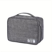 1pc Durable Travel Cable Organizer Bag with Double Zipper – Multi-Compartment Storage for Electronics, Headphones, and Accessories,  Travel Accessory juoda