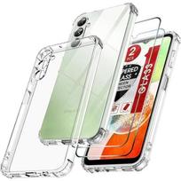 Case for Samsung Galaxy A14 - BOOLING - 4 Reinforced Corners - 2 Tempered Glasses - Transparent Silicone skaidri
