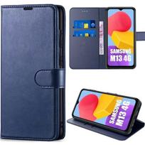 Case for Samsung Galaxy M13 - BOOLING - Leather Effect - Reinforced Protection - Navy Blue mėlyna