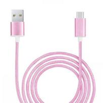 Type C Cable - Samsung - Galaxy M13 - Braided Nylon - Charging - Synchronization - Pink rožinė