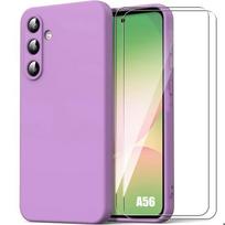Case for Samsung Galaxy A56 5G - BOOLING - Slim Lightweight Silicone Protection - Purple - 2 Tempered Glasses violetinė