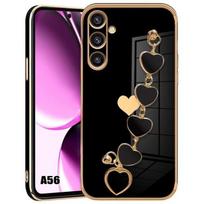 Protective Case - BOOLING - Samsung Galaxy A56 5G - Soft Silicone - Heart Pattern - Black juoda