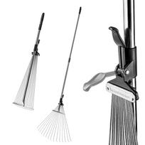 KADAX Metal Rake For Leaves Grass With Handle Fan-shaped Adjustable 78-166cm