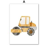 1Pcs Wall Decoration Poster Tractor Excavator Home Decor Interior Paintings Cartoon Canvas Painting Kindergarten Decor for Room No Frame 21*30cm No Frame