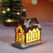 Kalėdų namų dekoracija Miniatiūrinis kaimelio namas Pastato ornamentai Derva LED pastatai Dovana A