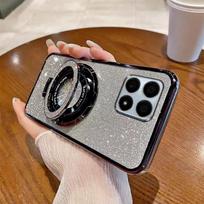 Blizgantis blizgučiais dengtas telefono laikiklio dėklas Motorola Moto G8 Plus G9 Power G10 Power G9 G8 Play G10 stovas dangtelis For Moto G8 juoda