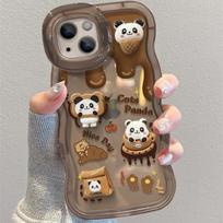 Coffee Panda Suitable for IPhone16 IPhone Case 15promax Dual Bracket 14 Three-dimensional 13 Niche Anti-fall Redmi K40/K40 Pro brown