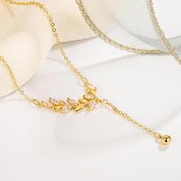 Delicate Spike Ping An Leaf Fringed Collarbone Chain Necklace, Female Mori Wind Wheat Spike Necklace