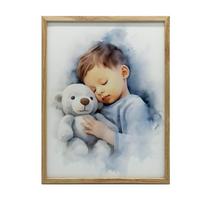 Chłopiec Z Misiem Przytulasem Chłopiec Z Misiem Przytulasem, 50X70 Cm, Rama Aluminiowa Czarna, Papier Matowy 230 Gsm 54