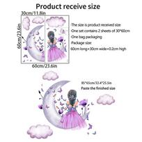 Butterfly Little Girl Grey Moon Clouds Sienos lipdukai Nuimami viniliniai namų dekoro elementai