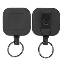 2Pcs Retractable Keychain Dirt Resistant Portable Stainless Steel Wire Anti Theft Key Chain black